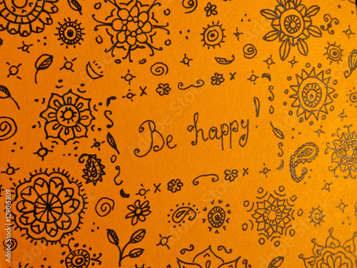 Orange dudling doodle posrtcard card with the inscription 