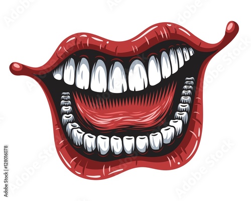 Illustration of smiling mouth patch isolated on white background photo