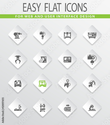 Machine tool icons set