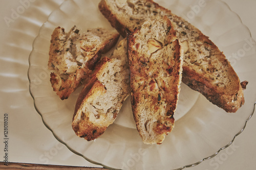 Delicious, fresh, home-made bread with haloumi cheese photo