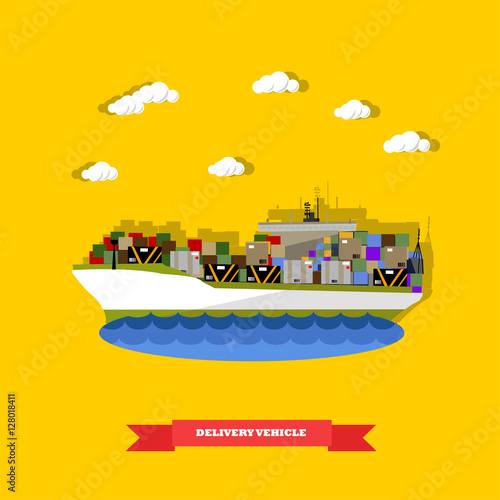 Vector illustration of delivery vehicle concept design element, flat style