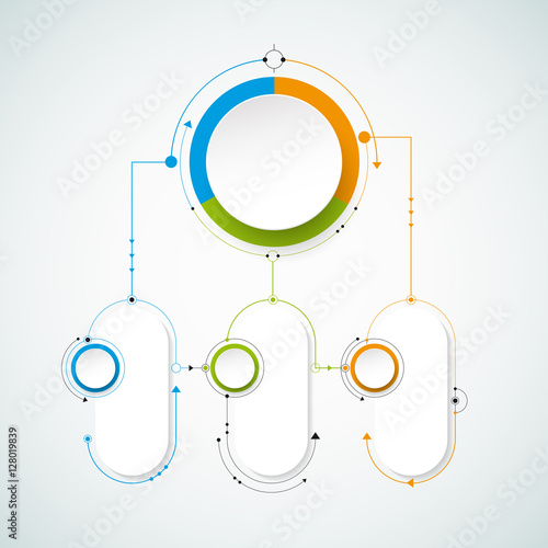 Vector timeline infographics design template with 3D paper label, integrated circles background. Blank space for content, business, infographic, diagram, digital network, flowchart, process diagram