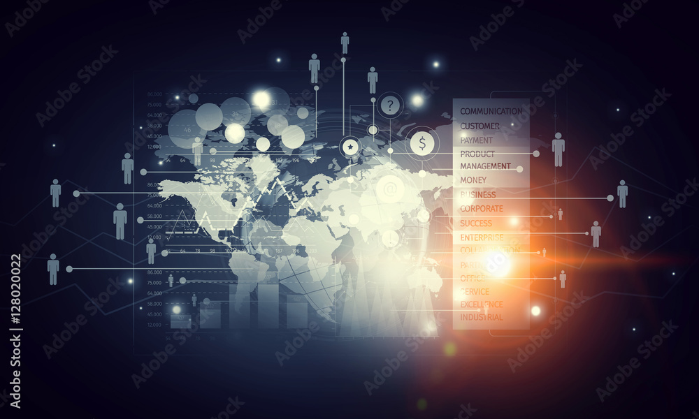 Obraz premium Network community background . Mixed media