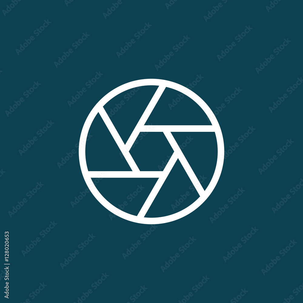 thin line aperture diaphragm icon on blue background thin line aperture diaphragm icon on blue background