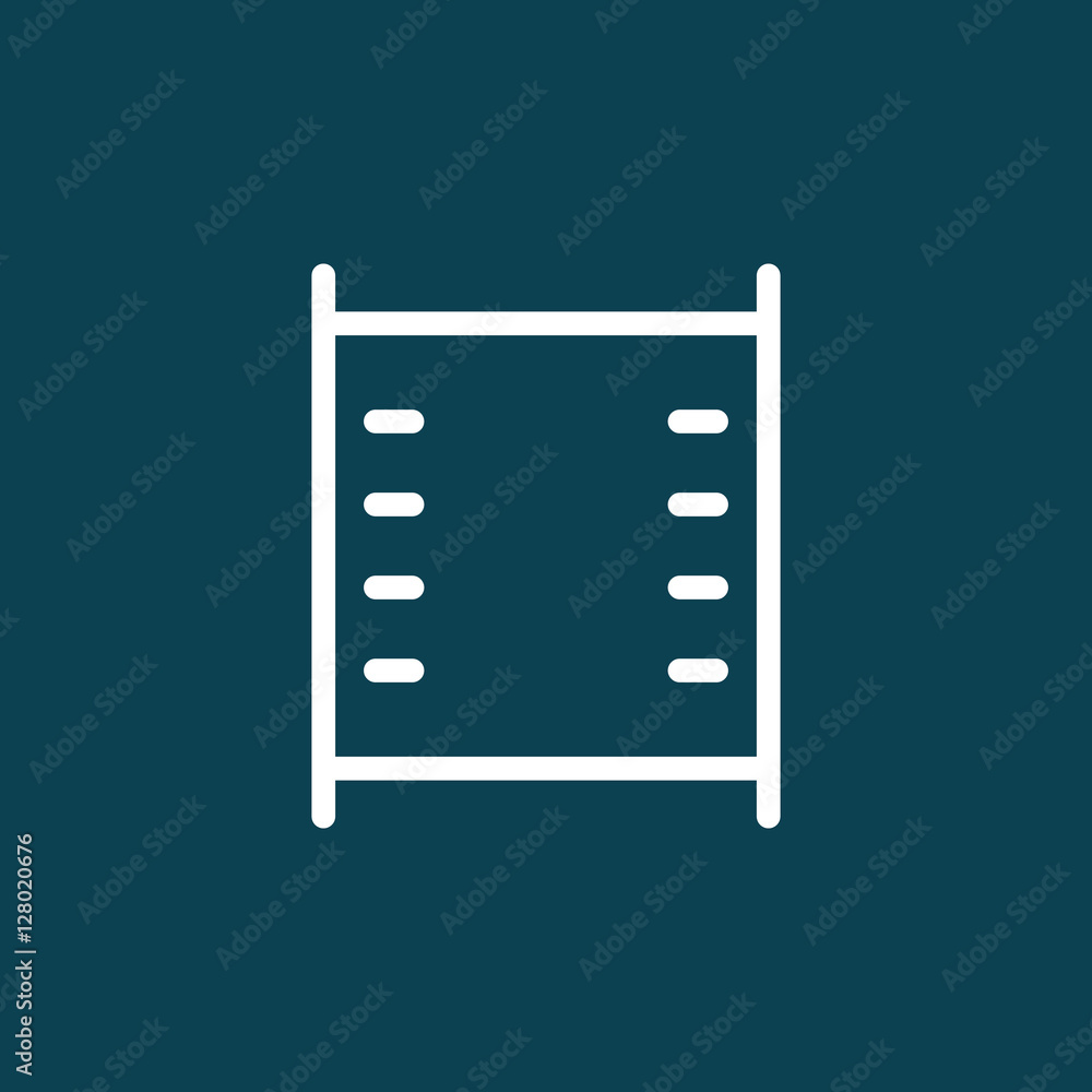 thin line filmstrip video icon on blue background thin line filmstrip video icon on blue background