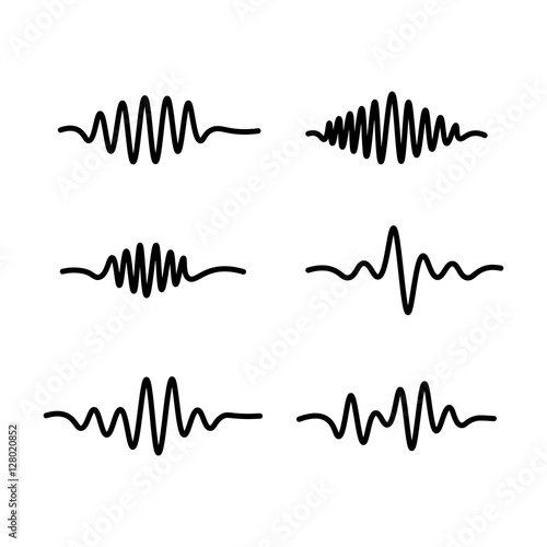 thin line sound waves icon on white background