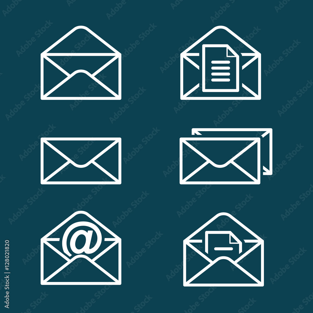 line envelope icons on blue background line envelope icons on blue background