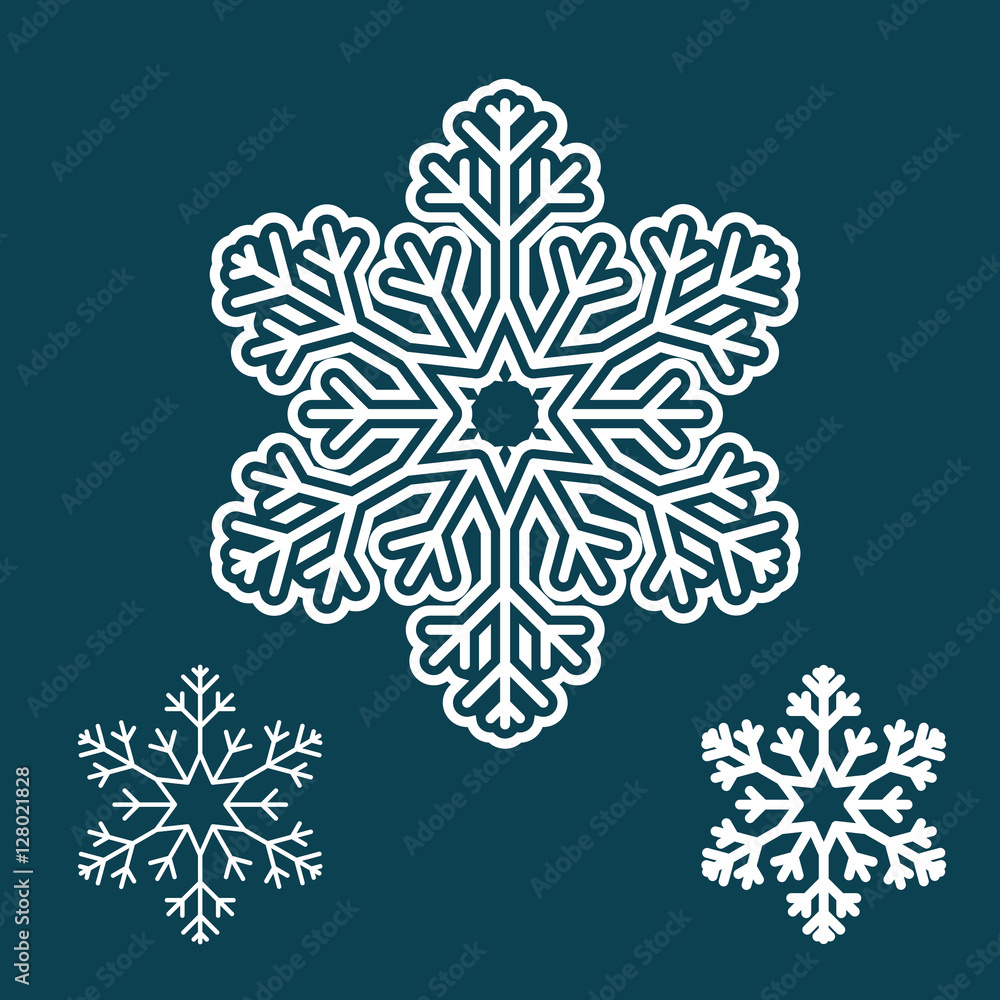 white snowflake icons on blue background