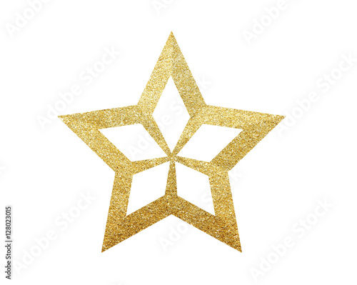 Golden Christmas star isolated on white background