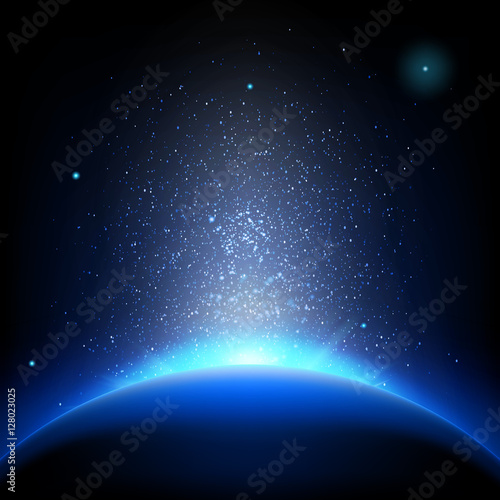 Earth - sunrise in deep blue space. EPS 10