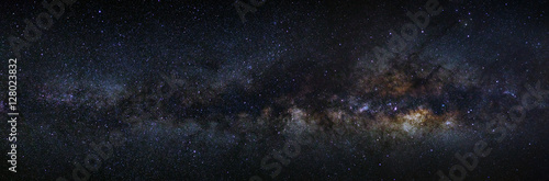 panorama milky way galaxy on a night sky, long exposure photogra