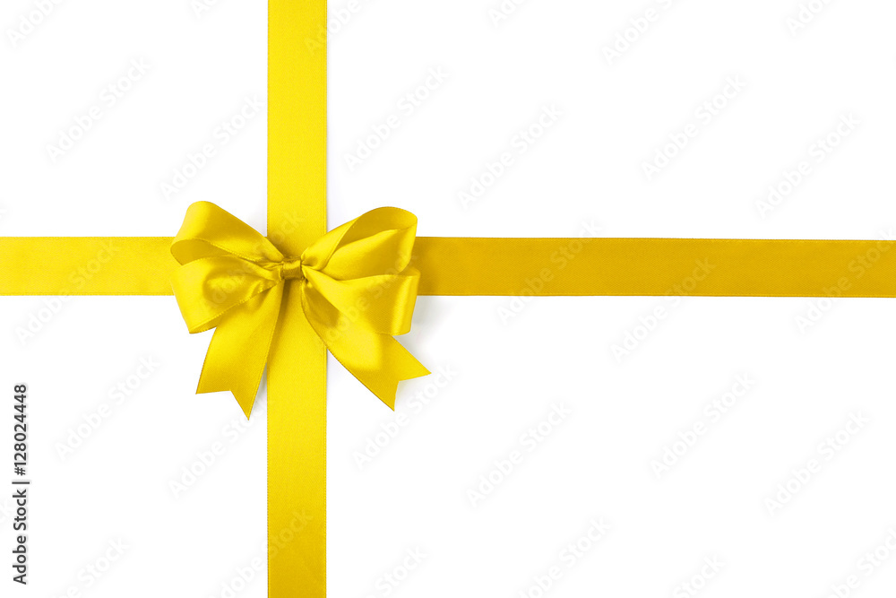 Festive ribbon bow on white background Festive ribbon bow on white background