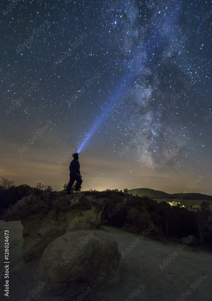 Mushroom rocks phenomenon under the night sky Mushroom rocks phenomenon under the night sky
