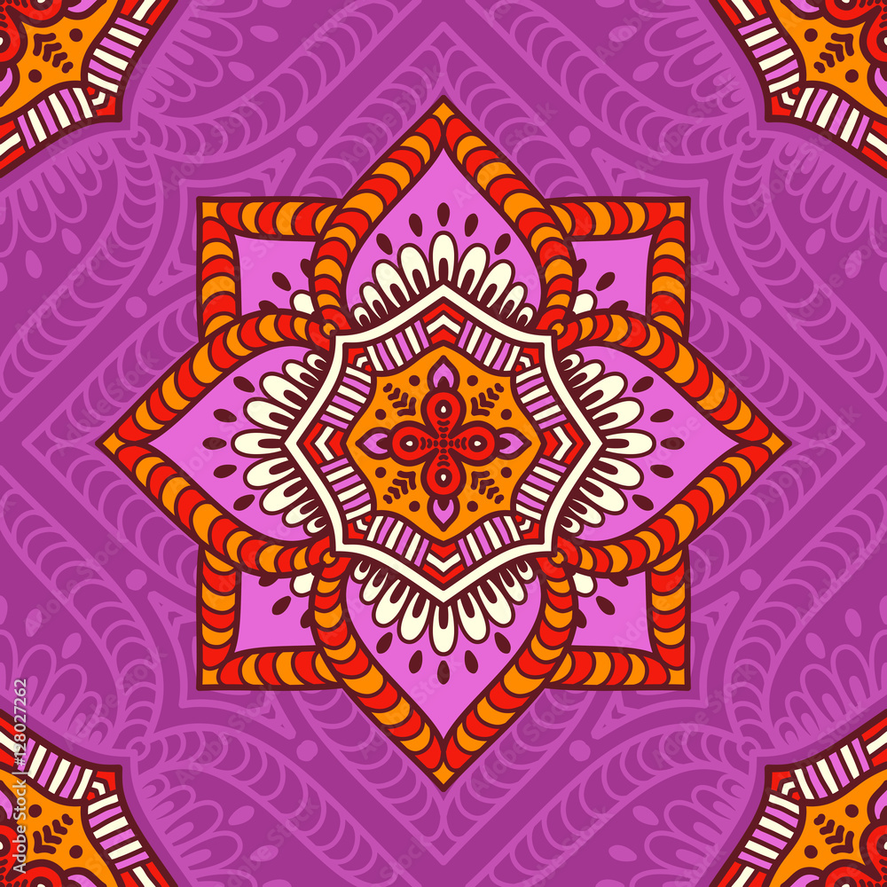 Ethnic floral seamless pattern