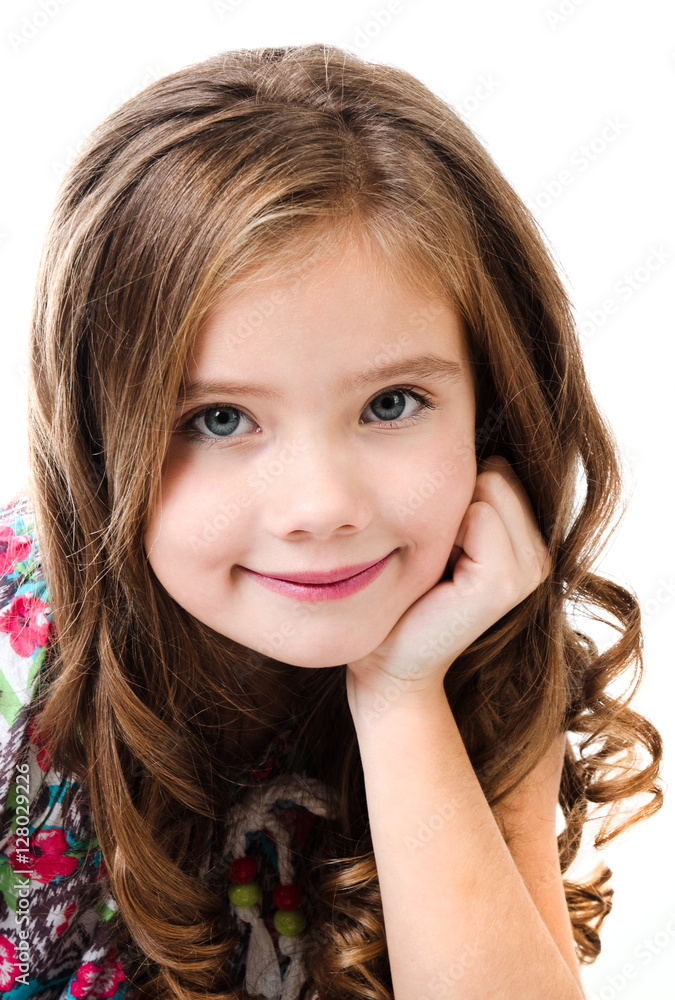 Portrait of adorable smiling little girl isolated Portrait of adorable smiling little girl isolated