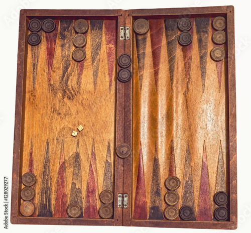 backgammon wooden tavli board game photo