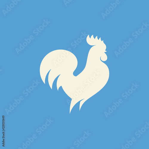 Fototapeta Rooster silhouette. Modern flat vector logo template or icon of