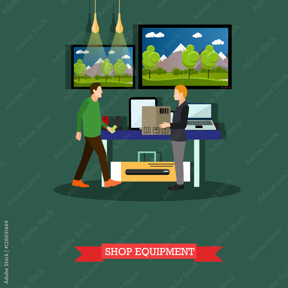 Vector illustration of shop equipment design element in flat style. Vector illustration of shop equipment design element in flat style.