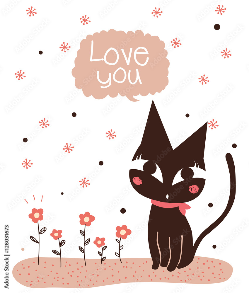 kitty love you doodle vector kitty love you doodle vector