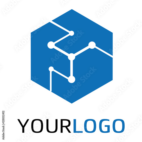 Logotype isolated on white background for different companies, as web agency, start-up, software house, engineering, R&D, chemical, pharmaceutical industry, new business, consulting, optimization
