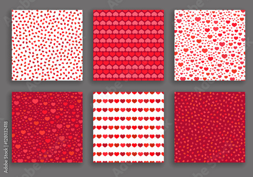 Valentine Day Hearts Patterns Set