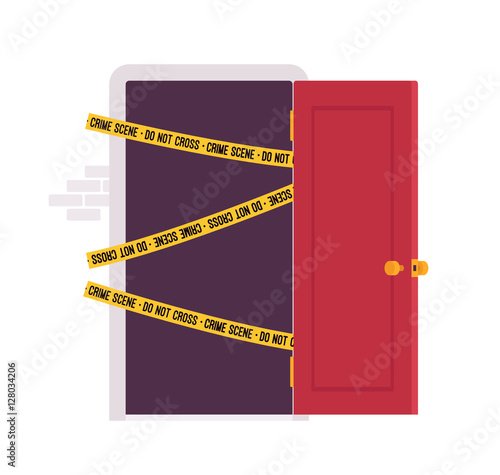 Door and crime scene tape