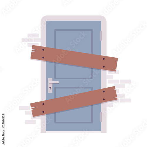 Boarded up door