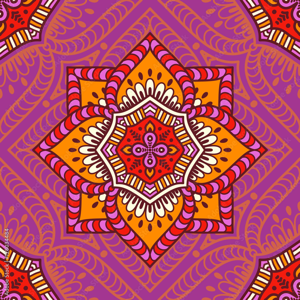 Ethnic floral seamless pattern