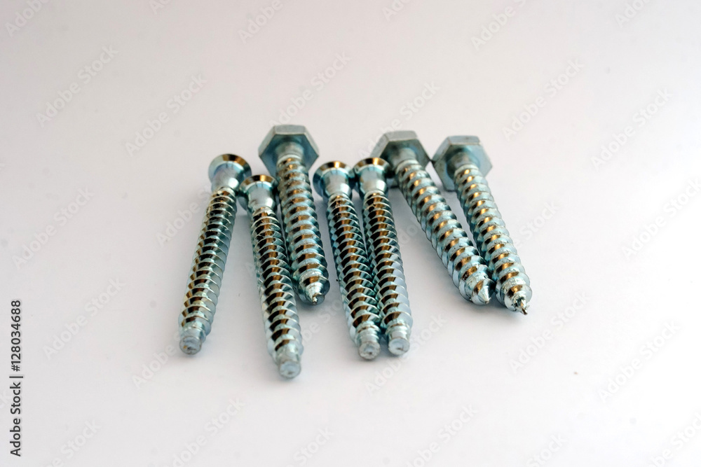 screws on a white background isolated screws on a white background isolated