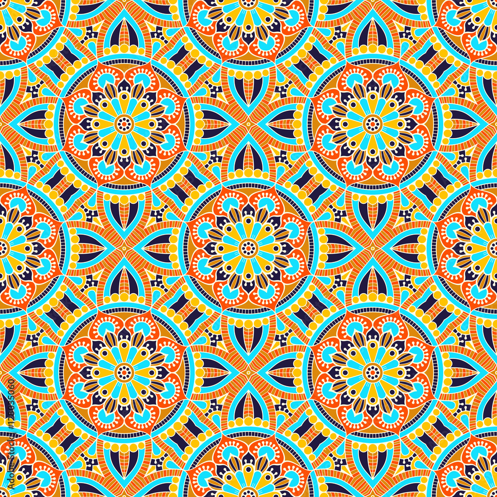 Ethnic floral seamless pattern