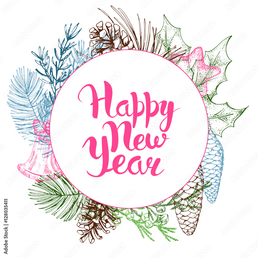 Obraz premium Christmas vector greeting card.