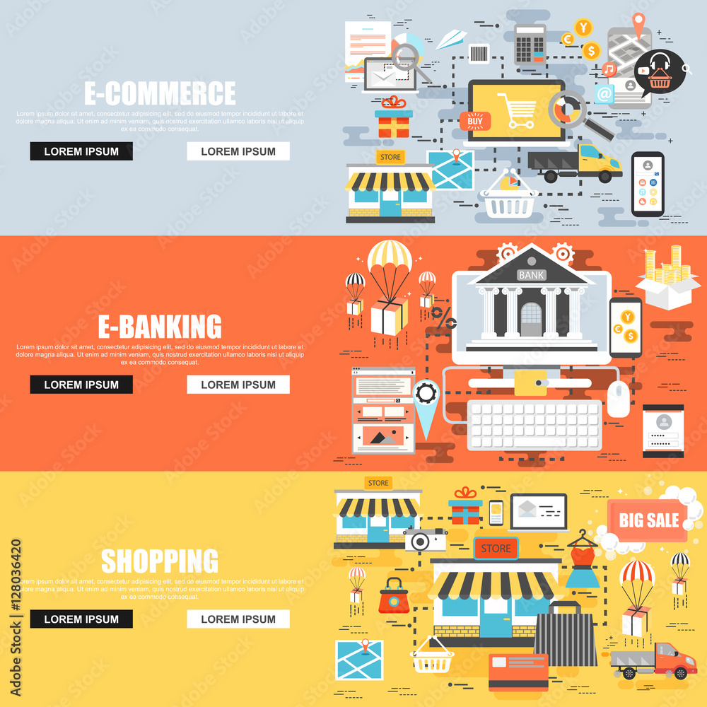 Flat concept e-commerce Flat concept e-commerce