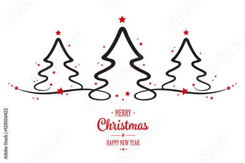 christmas trees greeting white background