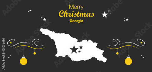 Merry Christmas illustration theme with map of Georgia