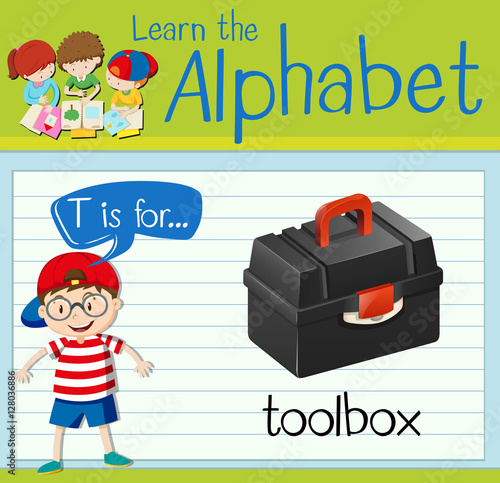 Flashcard letter T is for toolbox