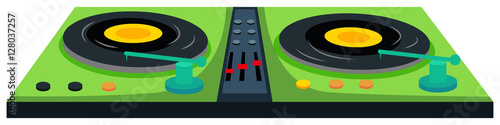 Disc jockey machine with sound control.