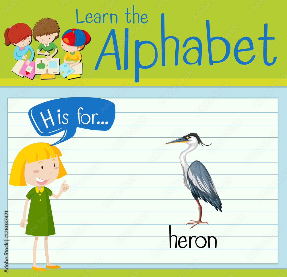 Flashcard letter H is for heron Flashcard letter H is for heron