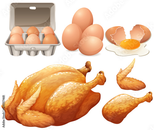 Fried chicken and fresh eggs
