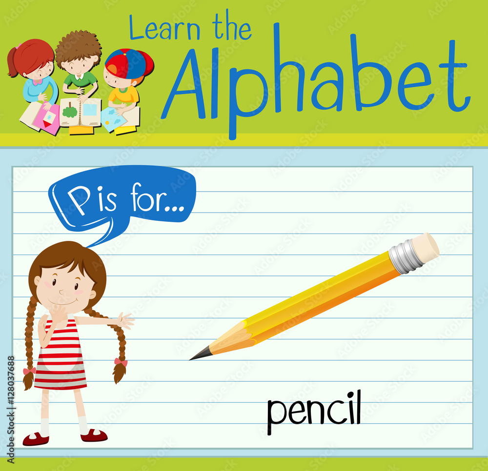 Flashcard letter P is for pencil Flashcard letter P is for pencil