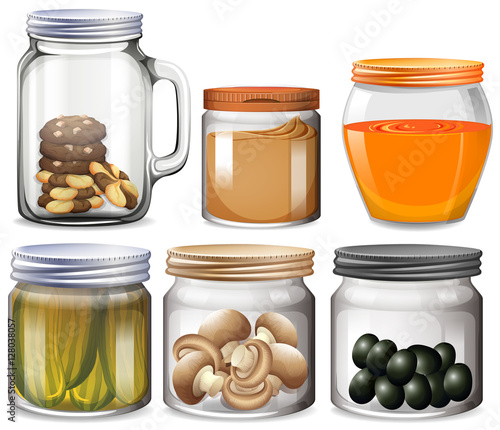 Different types of food in jars
