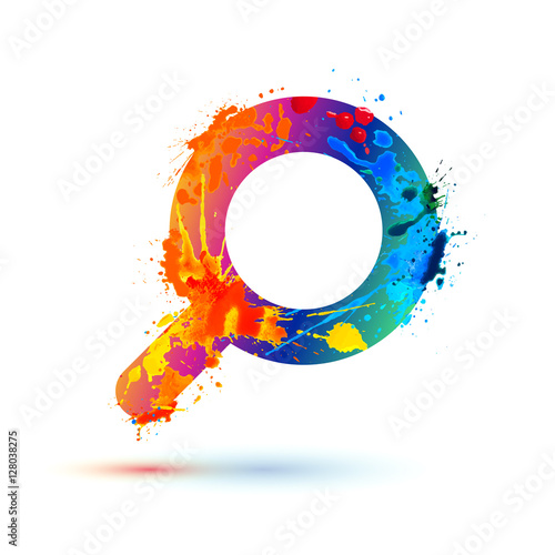 magnifier glass of splash paint