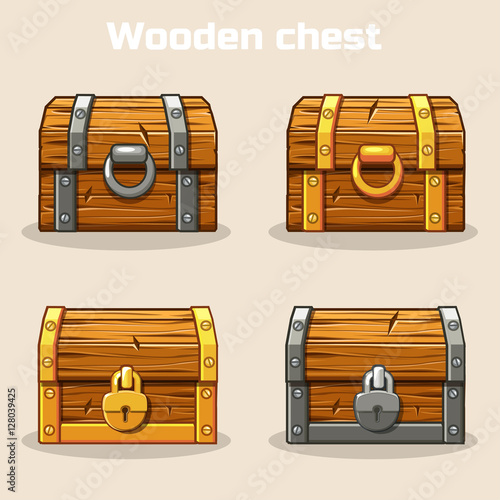 Closed wooden treasure chest