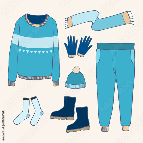 Winter Clothes Setoutline Hand Drawing Doodles Stock Illustration -  Download Image Now - Arts Culture and Entertainment, Autumn, Clothing -  iStock