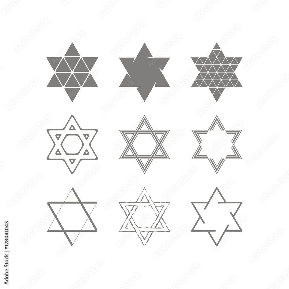 set of monochrome icons with star of David traditional Jewish symbol for your design set of monochrome icons with star of David traditional Jewish symbol for your design