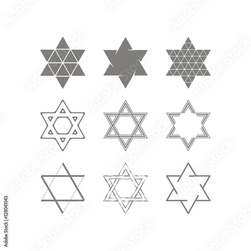 set of monochrome icons with star of David traditional Jewish symbol for your design