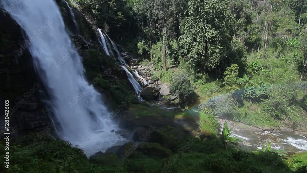 Mae Klang waterfall and the rainbow in Chiang Mai, Thailand. Mae Klang waterfall and the rainbow in Chiang Mai, Thailand.