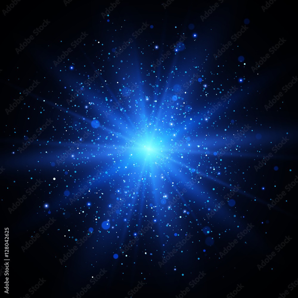 Light effect. Star burst with sparkles. Blue glitter texture Light effect. Star burst with sparkles. Blue glitter texture