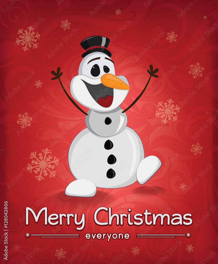 Christmas Snowman - obrazy, fototapety, plakaty 