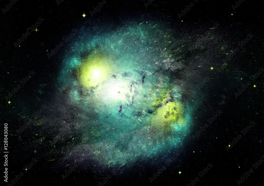 Fototapeta premium Stars, dust and gas nebula in a far galaxy