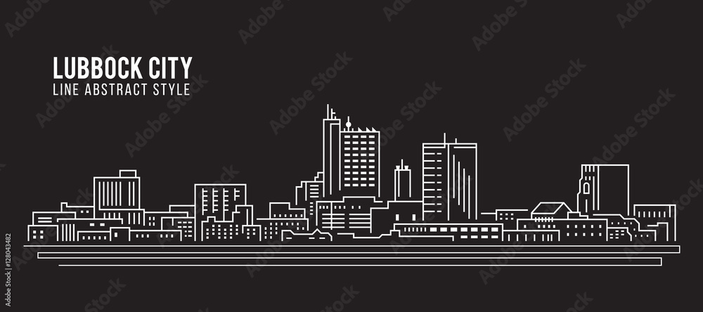 Cityscape Building Line art Vector Illustration design - Lubbock city